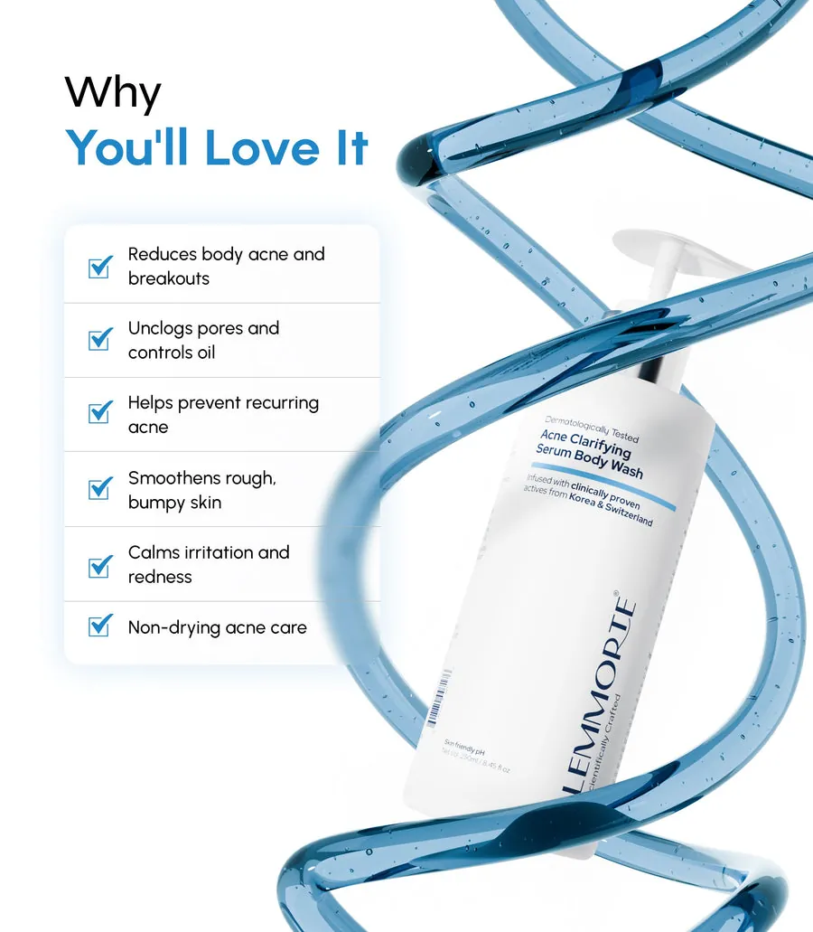 Acne Clarifying Serum Body Wash benefits panel